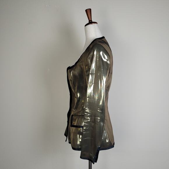Vintage JOOP Jacket EU38 US6 Gold Metallic Silk Blazer 90s Avant Garde Bold Glam - Picture 5 of 9